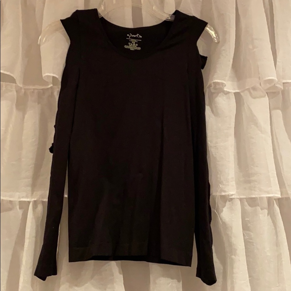 Black Long Sleeve Shirt With Cut Outs